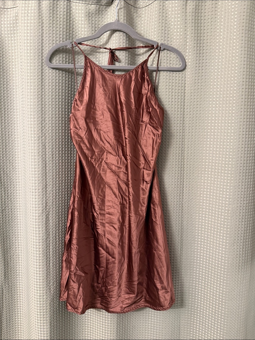 Free People Rose-Mauve Satin Slip Mini Dress